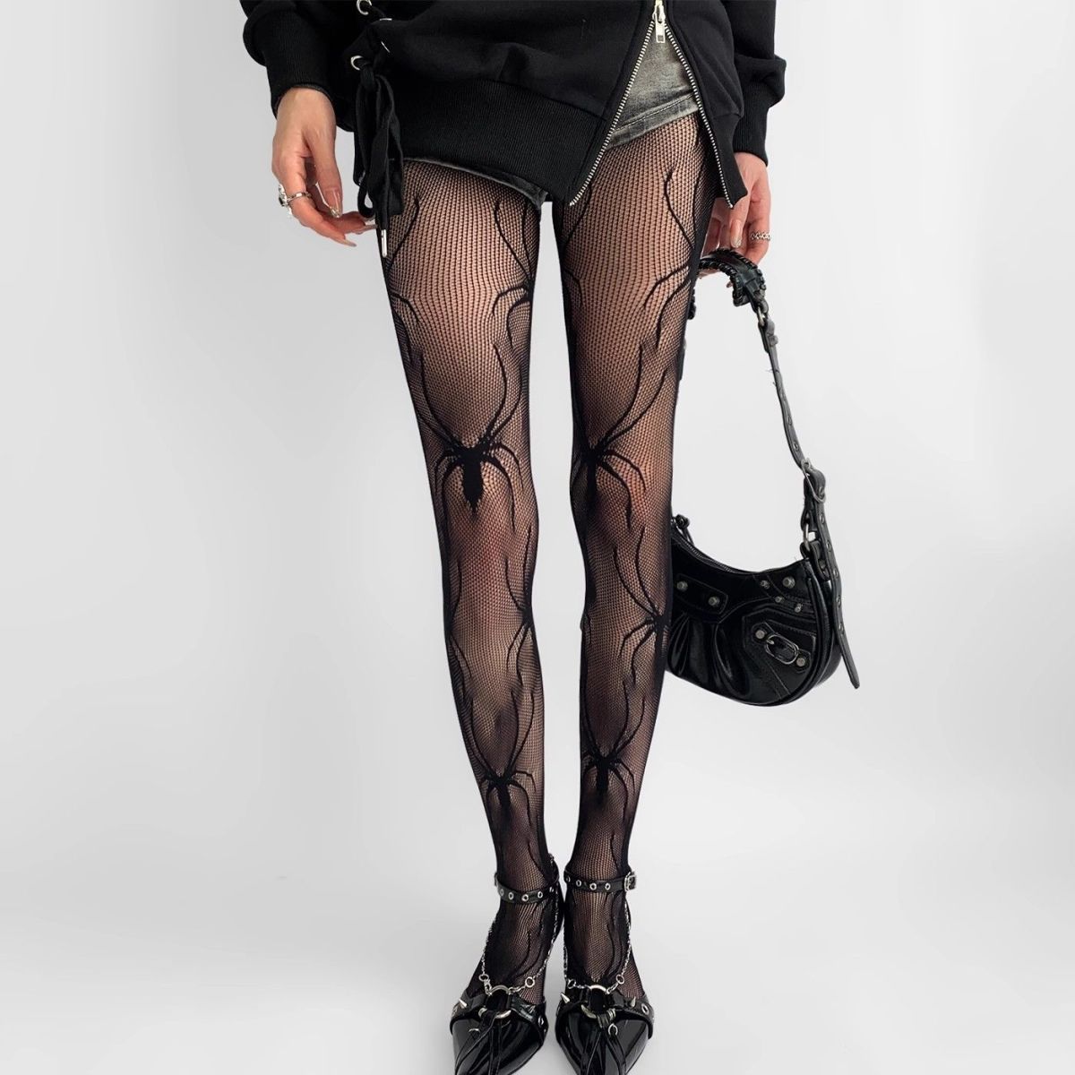 Women's Spider Web Fishnet Stockings, Thin Anti-snag Subculture Pure Desire Hollow Black Pantyhose