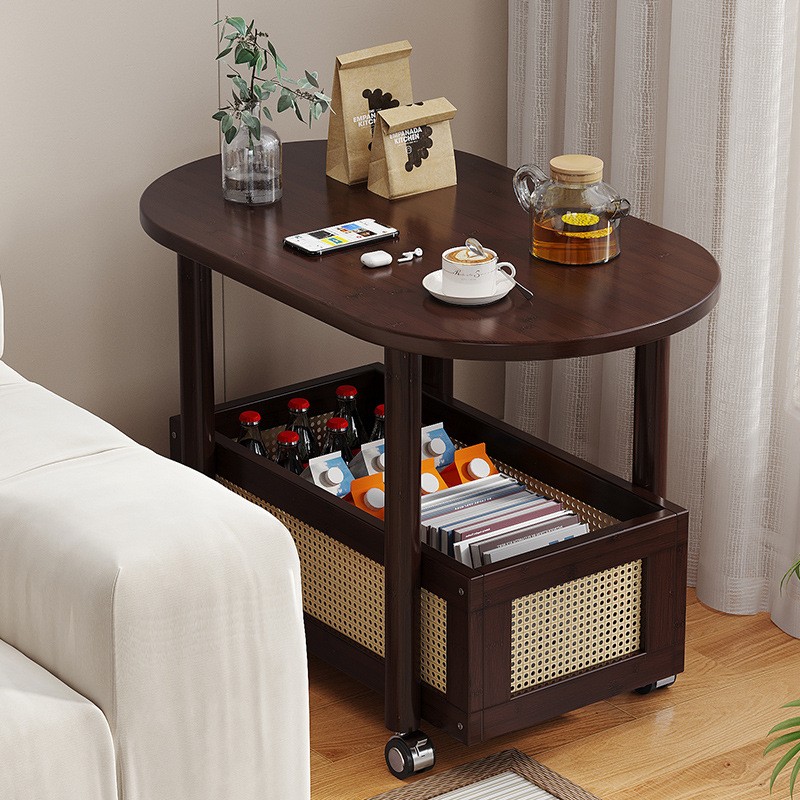 Portable Wheels Mobile Table Laptop Desk Adjustable Height Overbed Sofa Side 6