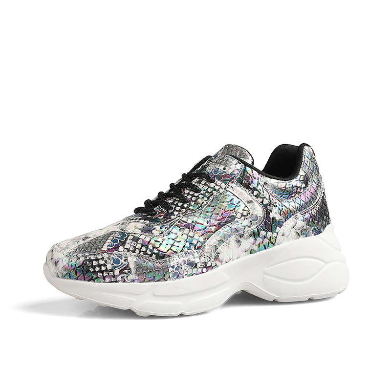 Title 5, Damessneakers met platform en slangenprint. Ver...