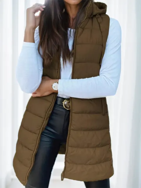Women'S Elegant Hooded Puffer Vest