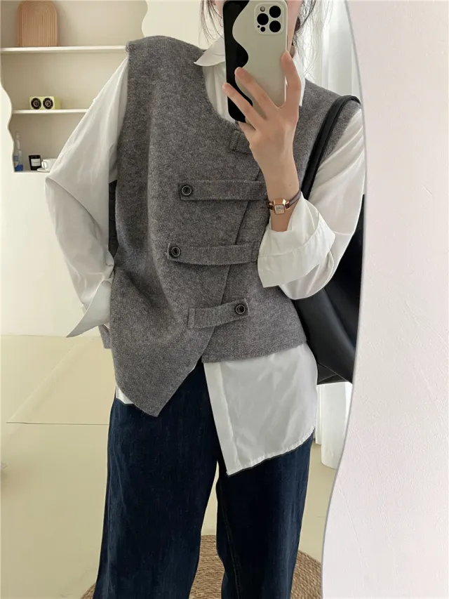 Women's Autumn New Style Irregular Vest Grey - Shop at LoveMi