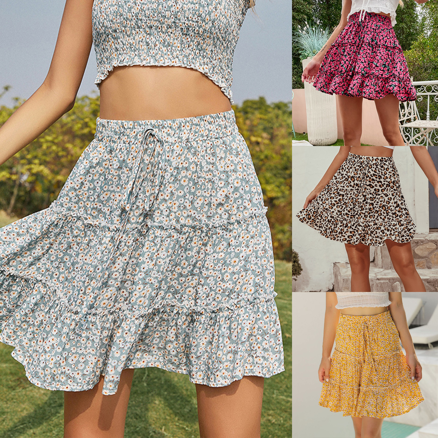 Title 4, High Waist Ruffled Floral Skirt, Printed Beach ...