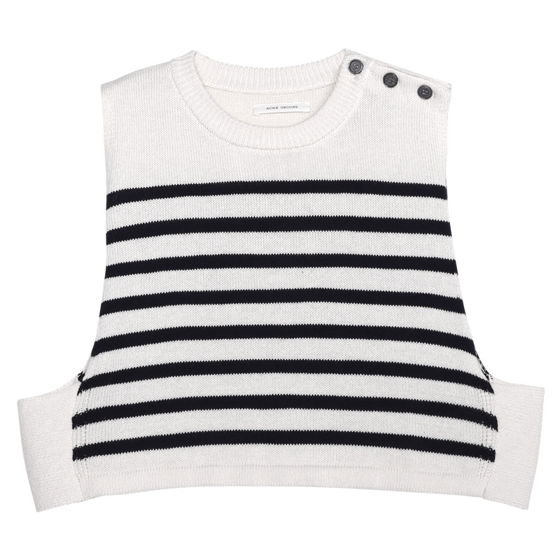 Women's Striped Knit Vest Cropped Top