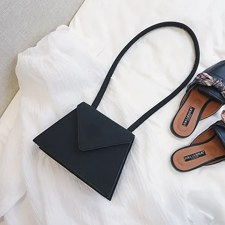 Simple Frosted Small Square Bag - Black