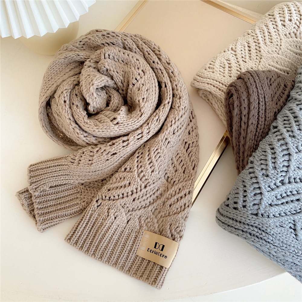 Women's All-match Earth Color Knitted Woolen Scarf