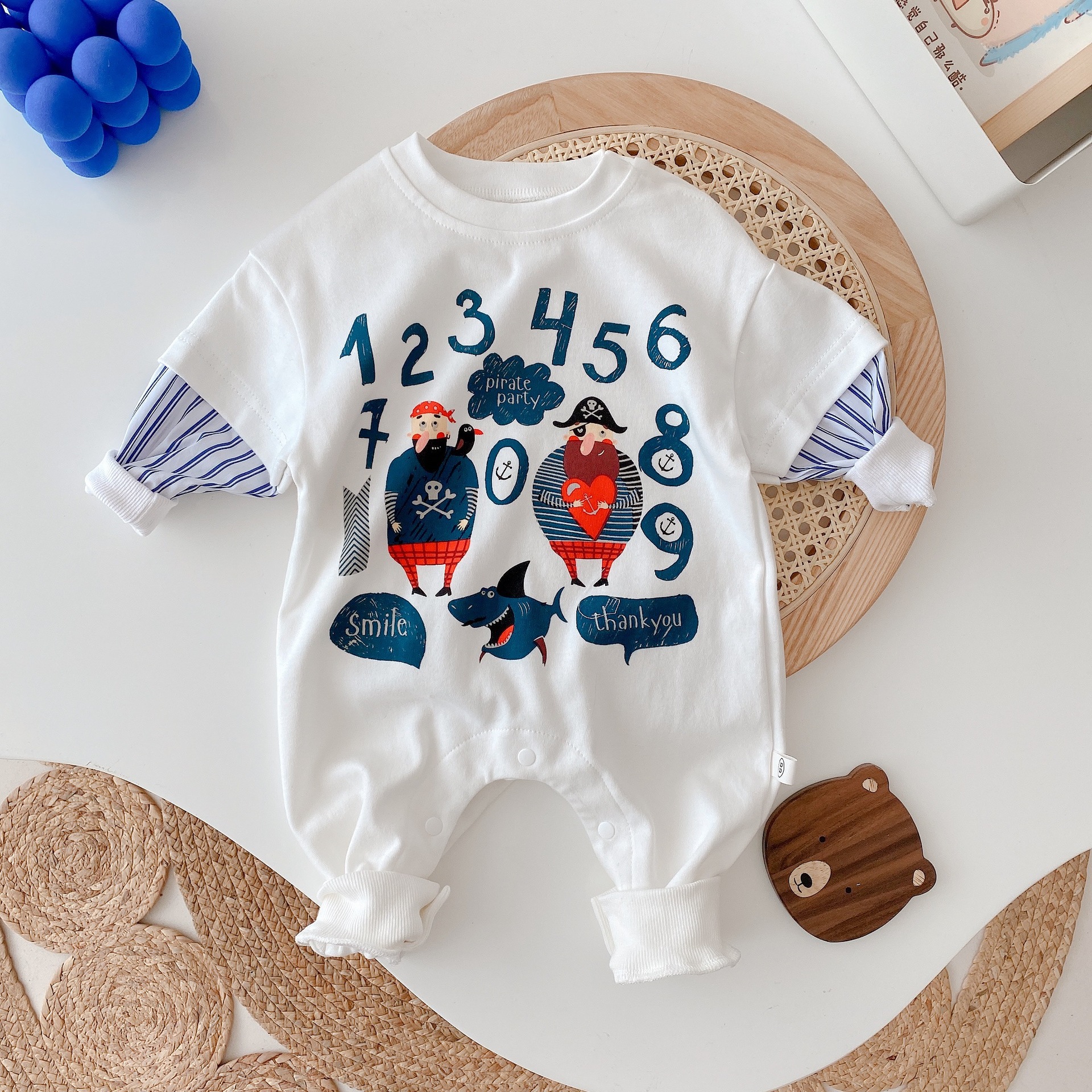 Title 6, Boy Cartoon Fake Two-piece Cute Jumpsuit Climbi...