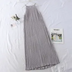Temperament Women's Sleeveless Halterneck Vest Skirt - Grey - View 1