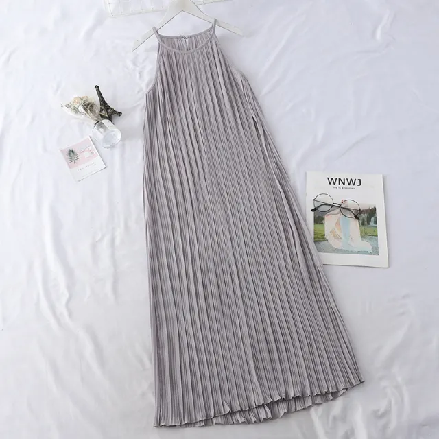 Temperament Women's Sleeveless Halterneck Vest Skirt Grey - Shop at LoveMi