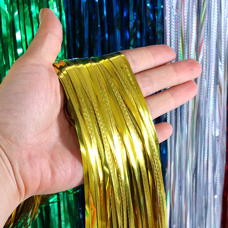 Holiday Party Birthday Valentine's Day Decoration 1 Meter Tied Balloon Tassel Rain Silk Curtain Background Wall - Gold
