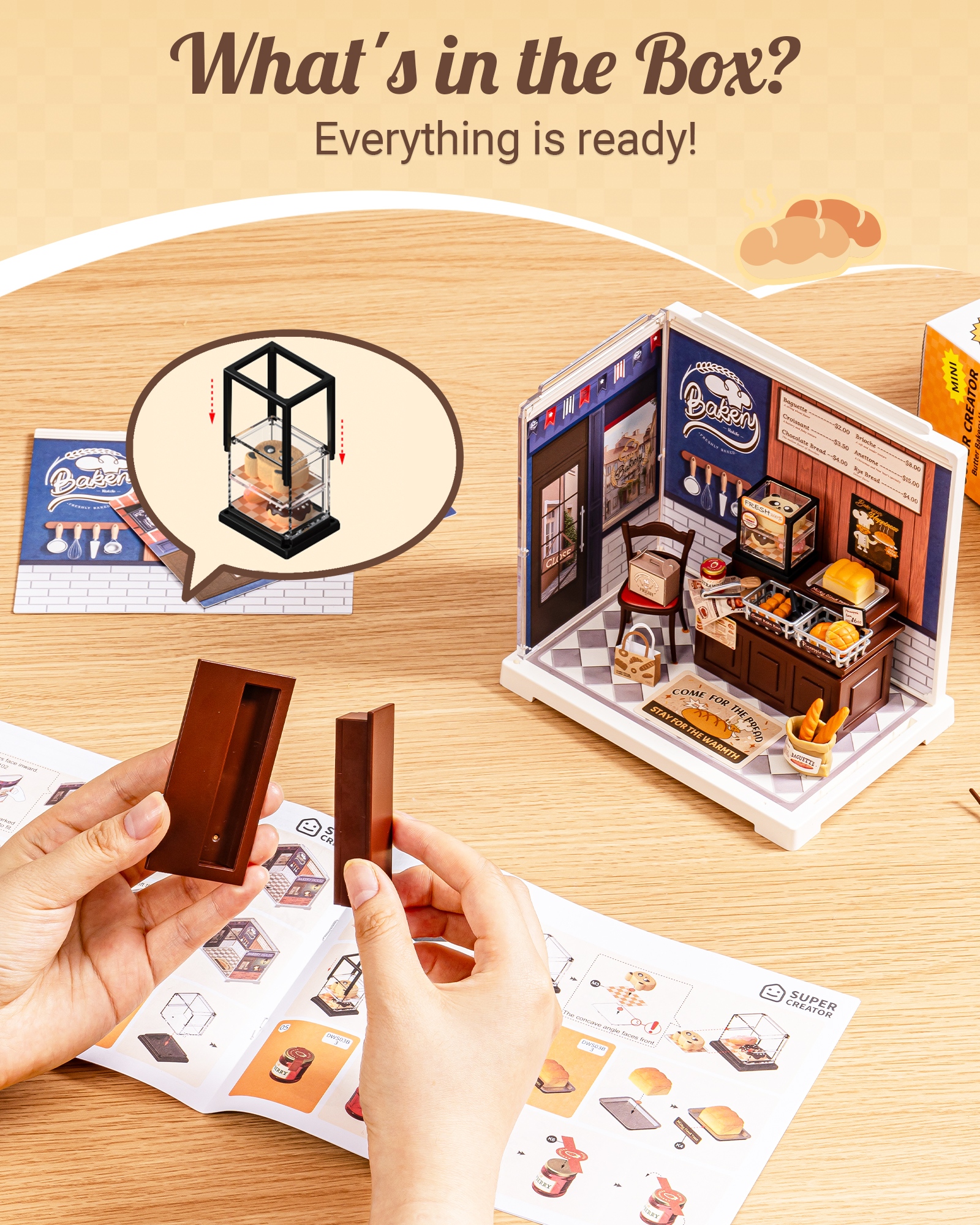 Rolife Super Creative DIY Plastic Mini House Set - 3D Puzzle With Dust Cover, Compatible With Mini Figures, Multiple Themes Available, Home Decor, Teen And Adult Gift