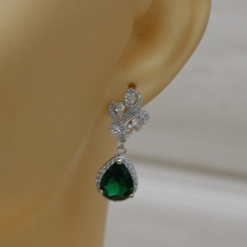 Fashion Pear Shaped Water Drop Zircon Women's Earrings