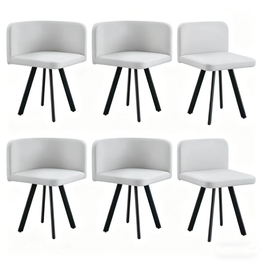 Stylish Gray Modern PU Material Six-Chair Set - Two Designs, Unified Aesthetics.