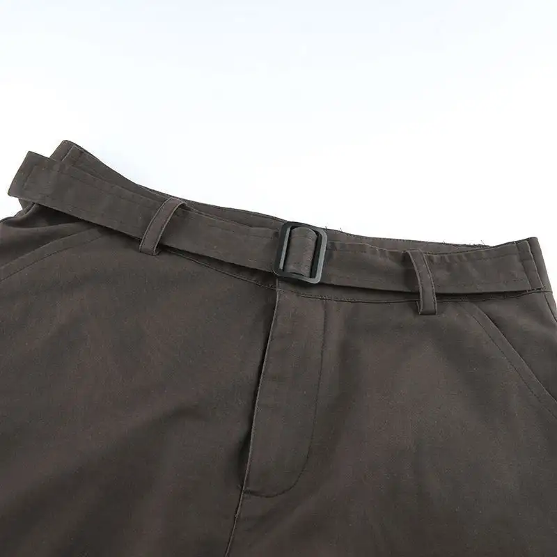 Cool Brown Overalls With Waist Pockets Loose And Slim