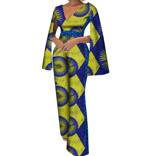 Women's Cotton Ethnic Batik Print Jumpsuit Coffee - Shop at LoveMi