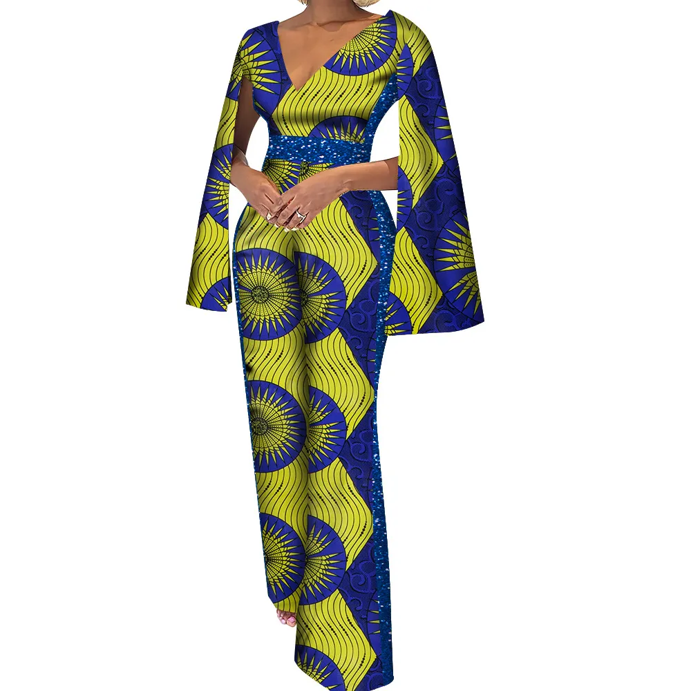 Women's Cotton Ethnic Batik Print Jumpsuit - Coffee