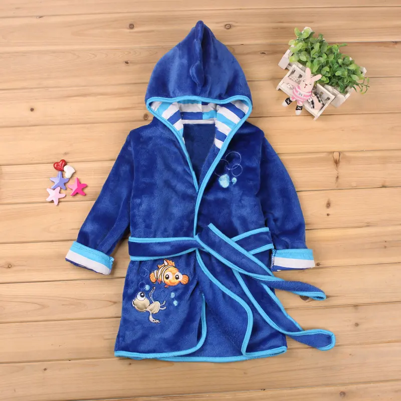 Boys and Girls Belt Cartoon Homewear Bathrobe