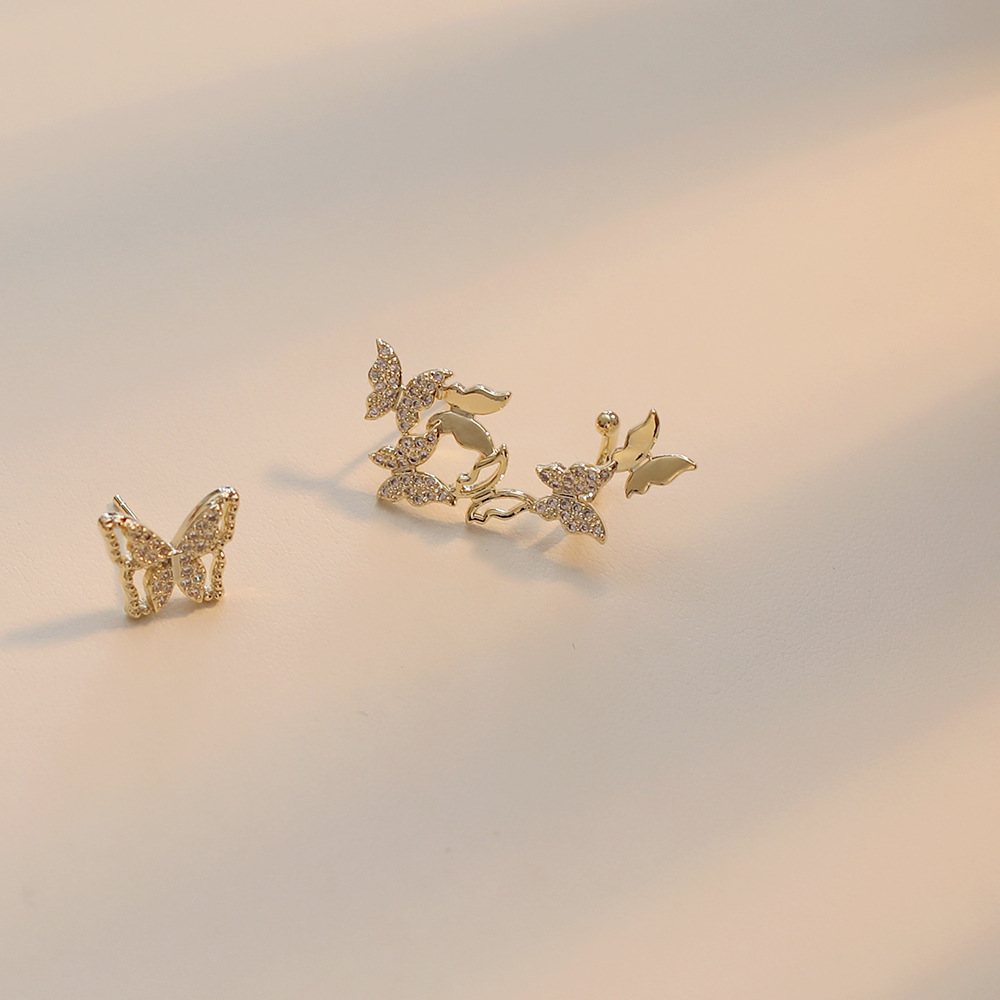 Super Flash Zirconium Butterfly Stud Earrings