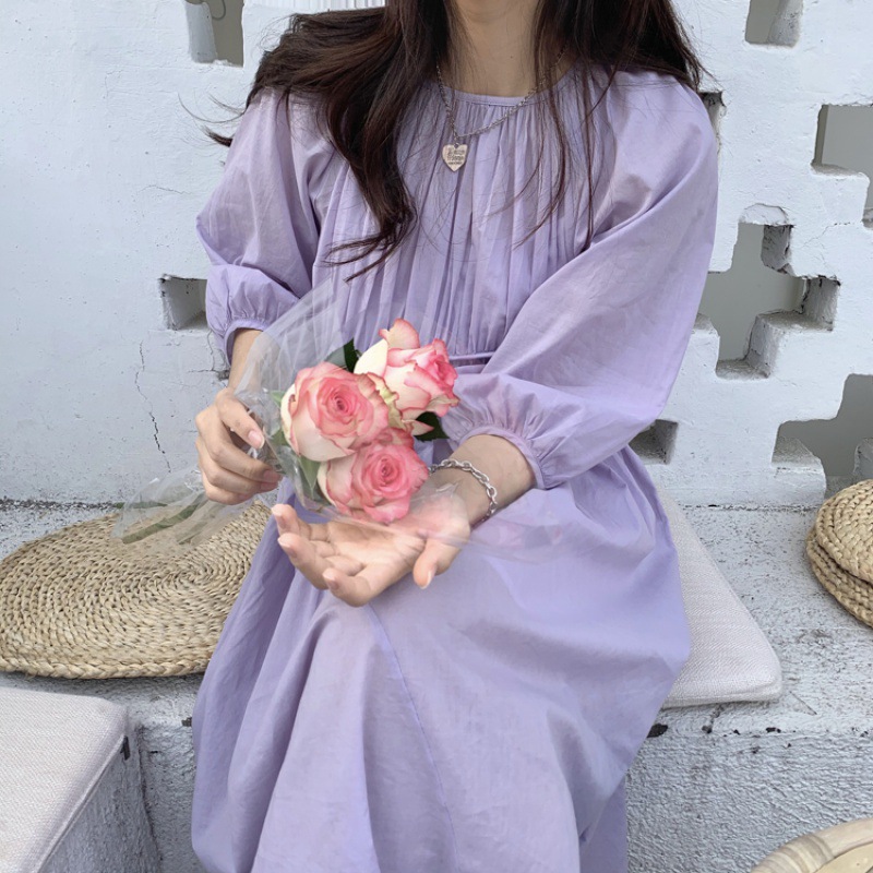 Lavender Dress With Suspenders For Women