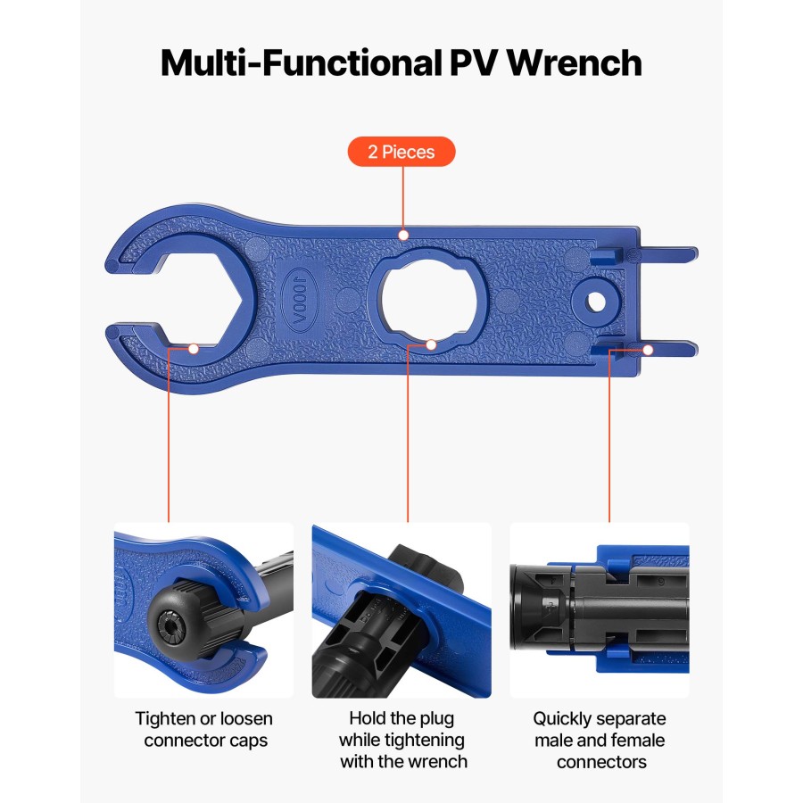 Crimping Tool, 14-10 AWG Ratcheting Solar Connector Crimper Tool Kit, Clear Metric & AWG Markings, With 10 Pairs Solar Connectors, 10 Pairs Of Cable Connectors, Wrenches, And A Storage Case
