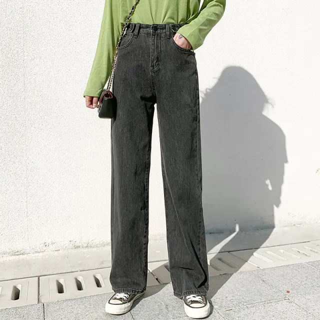 Draped straight leg mopping pants Black - Shop at LoveMi