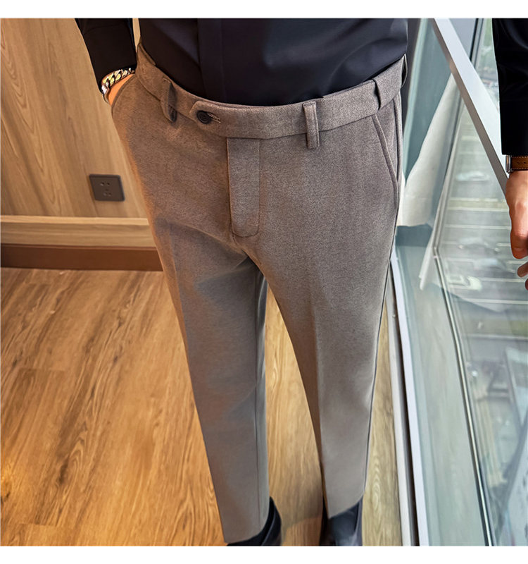 Men's Invisible Elastic Waist Thickened Warm Wool Trousers