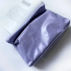 Leather Clutch Bag With Big Baguette Top Layer Leather - Violet - View 1