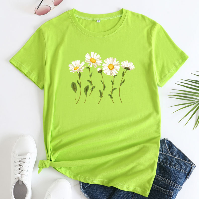 Title 9, Womens Floral Print Cotton Round Neck Short Sl...