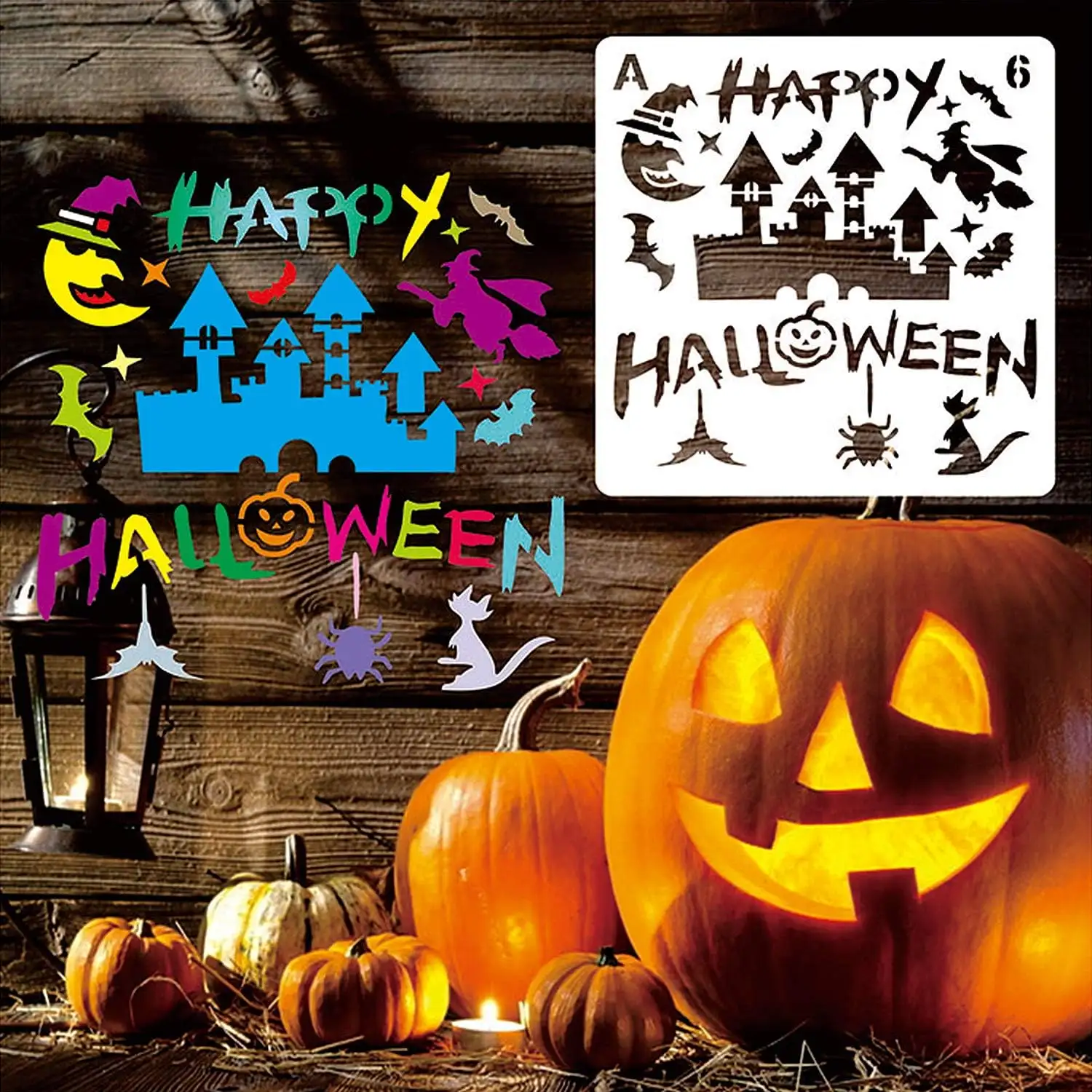 32 Pcs Halloween Painting Stencils Reusable Halloween Template Pumpkin Witch Skeleton Skull Vampire For DIY Craft Drawing Painting Spraying Window Glass Wood Ai