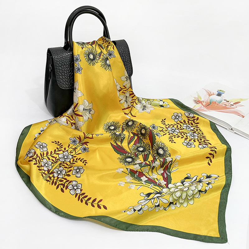 Silk Printed Square Scarf In Europe And America