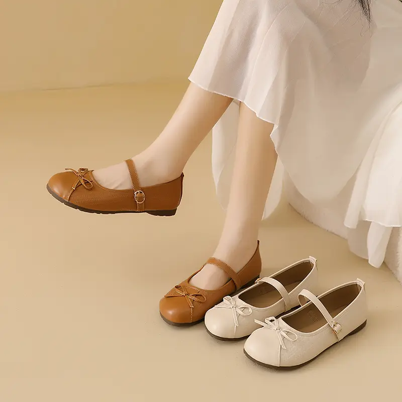 Women Gentle Girly Mini Bow Flat Shoes Matching Daily