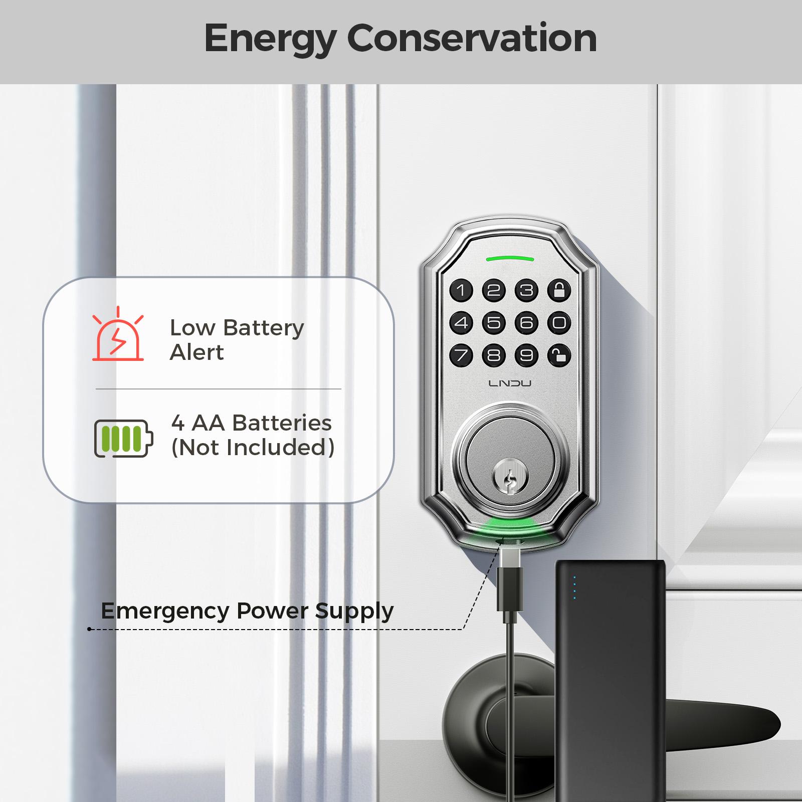 Keyless Entry Door Lock With Handle App-Controlled Front Door Lock Set With Keypad  Auto-Lock & One-Touch Locking  Anti-Peep Code Feature  Easy Installation image 3