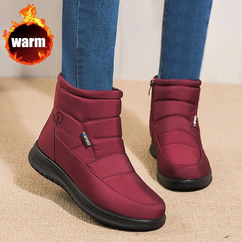 Ankle Boots for Women Non-slip Waterproof Snow Flat Heels