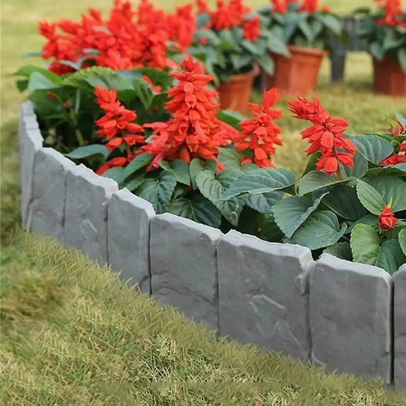 50 Pack Lawn Edging Cobbled Stone Effect Plastic Garden Hammer In Grey — image 9
