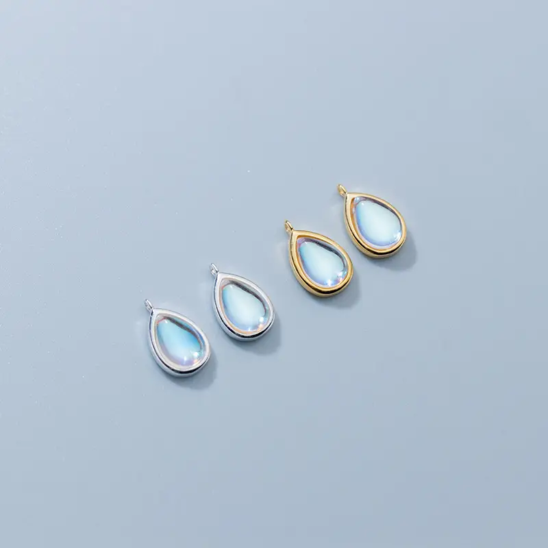 Fashion Simple Inlaid Synthetic Moonstone Water Drop Pendant