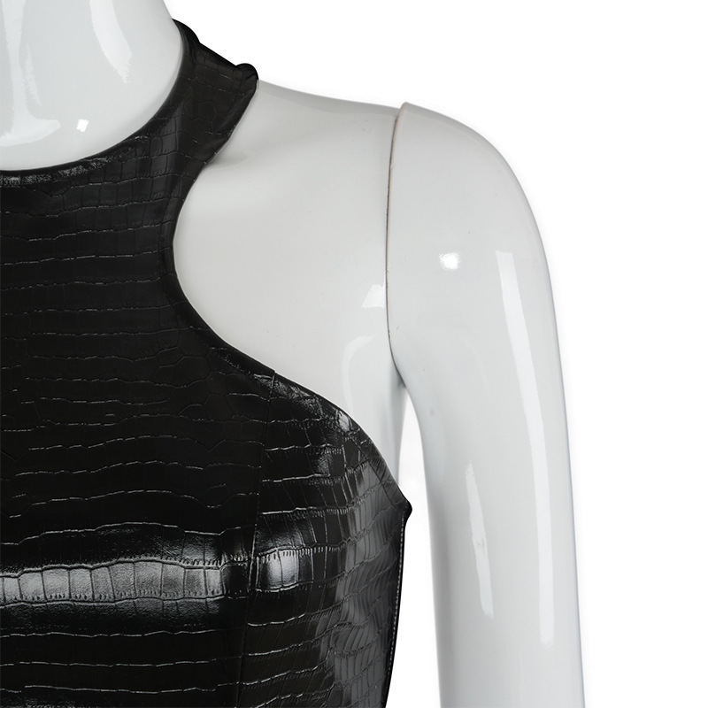 Backless  PU Leather Halter Vest Women's