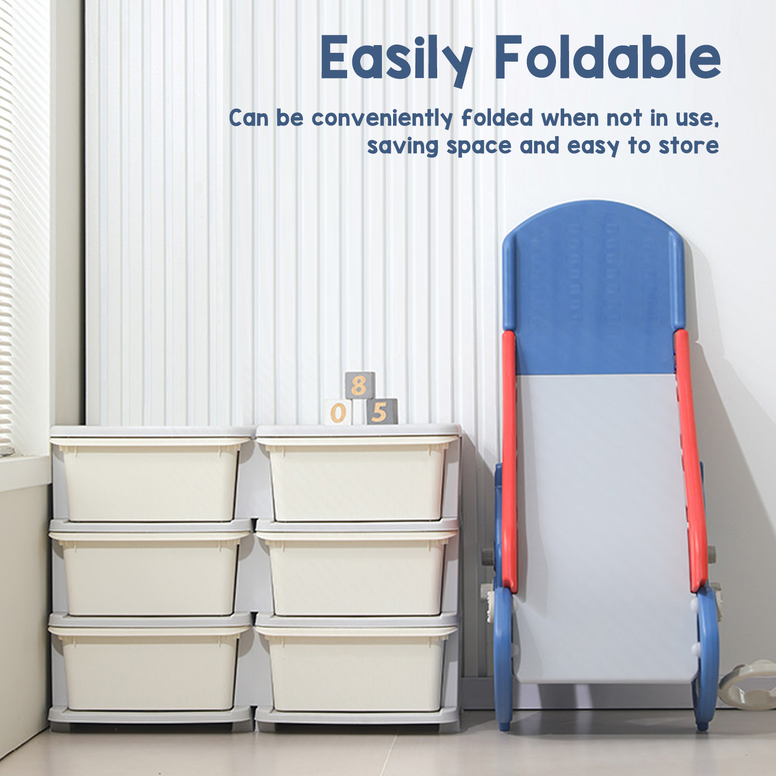 Toddler Indoor Slide For 0 To 3 Years Old Easy Assembly Dinosaur Shape Foldable Slide With Basketball Hoop Stairs Blue