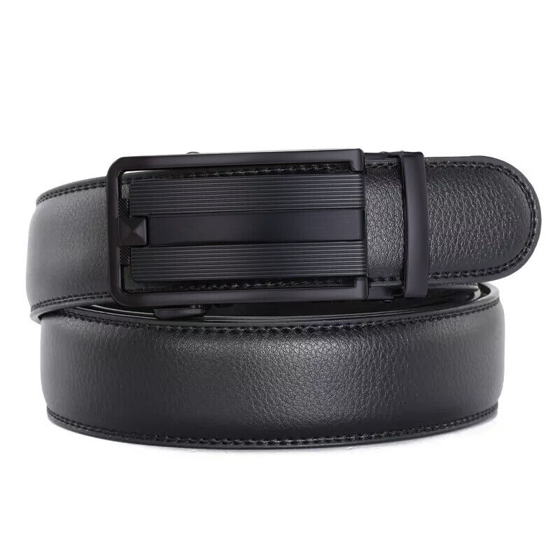 Ratchet Leather Belt with Slide Buckle for Men. USPS First Class Package 2 Day Handling , 2-5 Day Shipping. Microfiber PU Leather Ratchet Belt Belts For Men Adjustable Size with Automatic Slide Buckle No Holes by KT Deals. Ratchet Closure - made of high q