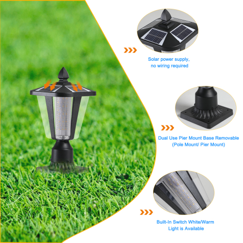 Solar Pillar Headlights With Dimmable LEDs - 2 Packs Unavailable Platforms- Temu