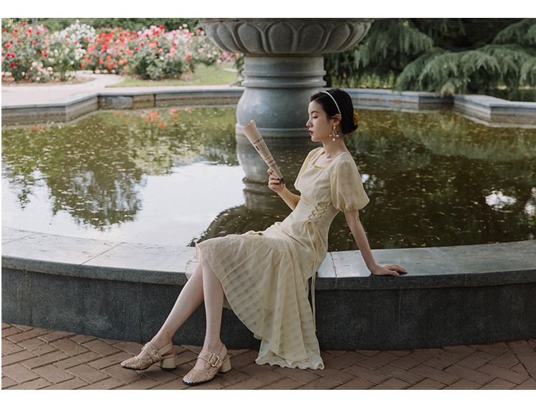 Chiffon Puff-Sleeve Fishtail Dress, picture 7 of 8