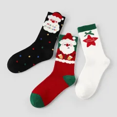 Holiday Collection Fall Or Winter Christmas Cotton Socks Women's Mid-Calf Socks With Festive Designs - Red White Black - View 1
