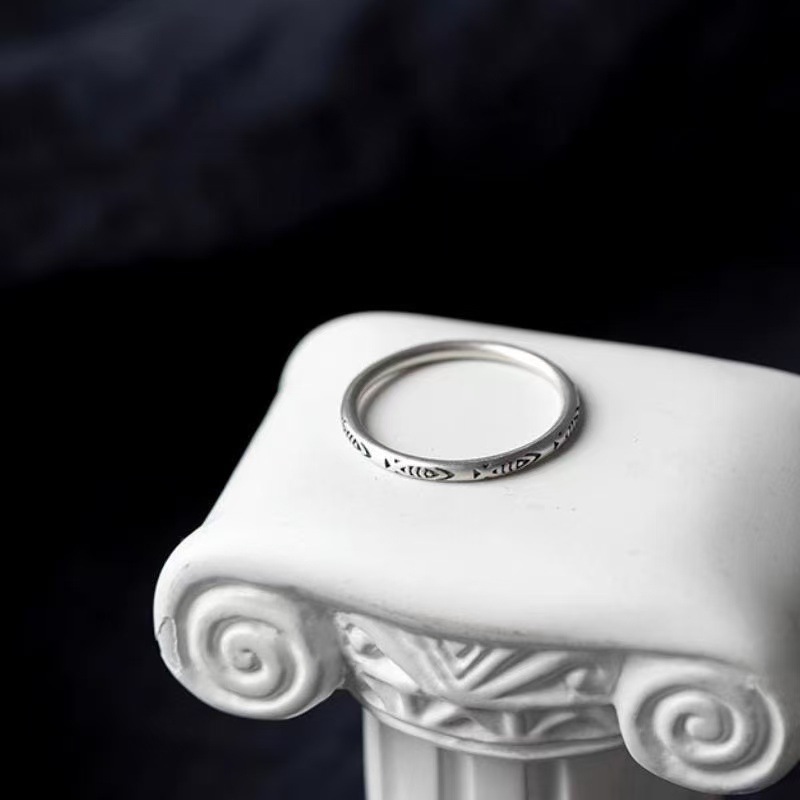 Tone Koi Fish Open Ring For Women, Vintage Antiqued Niche Thin Index Finger Adjustable Lucky Fish Ring