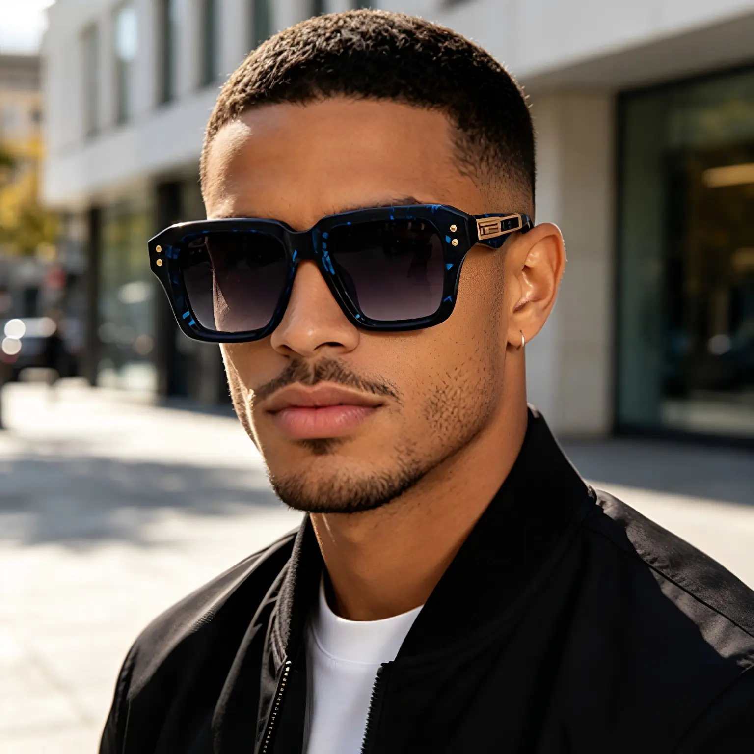 Fashion Square Frame Sunglasses For Men, Stylish Small Frame, High-End Trendy Driving Sun Protection Sunglasses For Men, Cross-Border