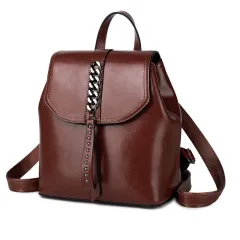 Leather Backpack Women Car Stitching Fashion Leather Casual Backpack Women Travel Backpack - Coffee - View 1