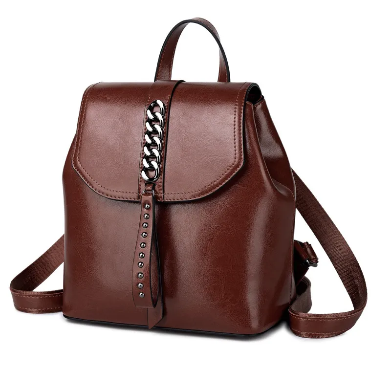 Leather Backpack Women Car Stitching Fashion Leather Casual Backpack Women Travel Backpack - Coffee