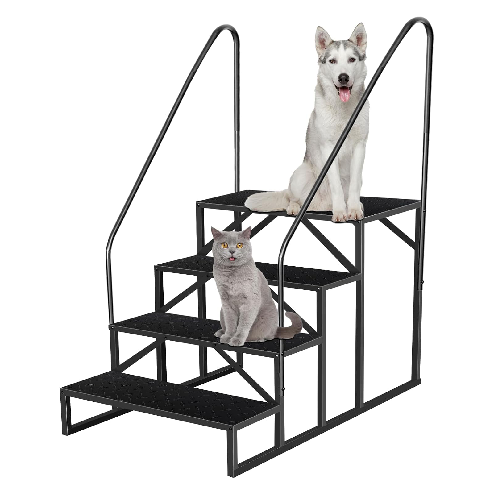 4-step Ladder With 2 Handles, RV Ladder -Swimming Pool Ladder - Outdoor Pet Ladder, Children's Steel Stool -maximum Weight Capacity Of 300 Kilograms- Used As A Home Ladder For Spa Centers-car Homes