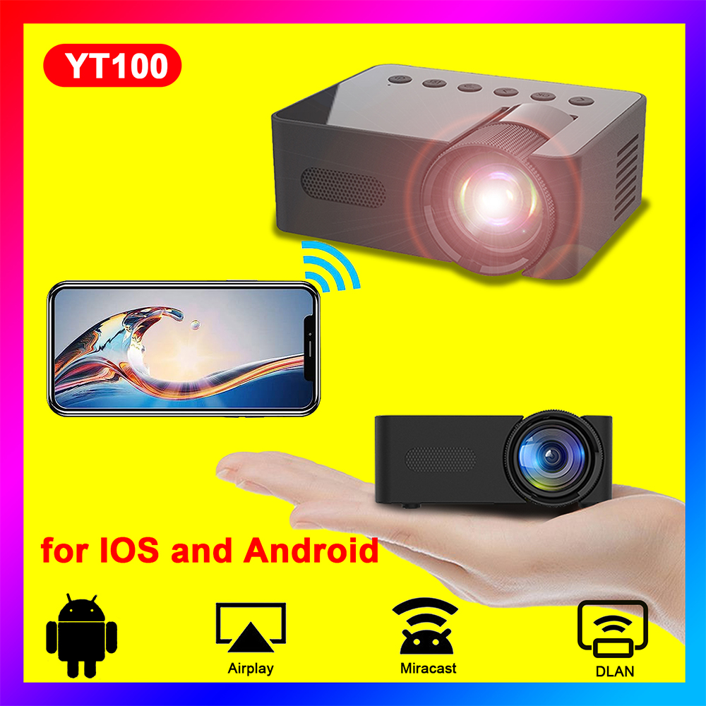 YT100 Home Mini Portable Projector USB Power Supply HD Home Small Wireless Same Screen Phone Projection — foto 7