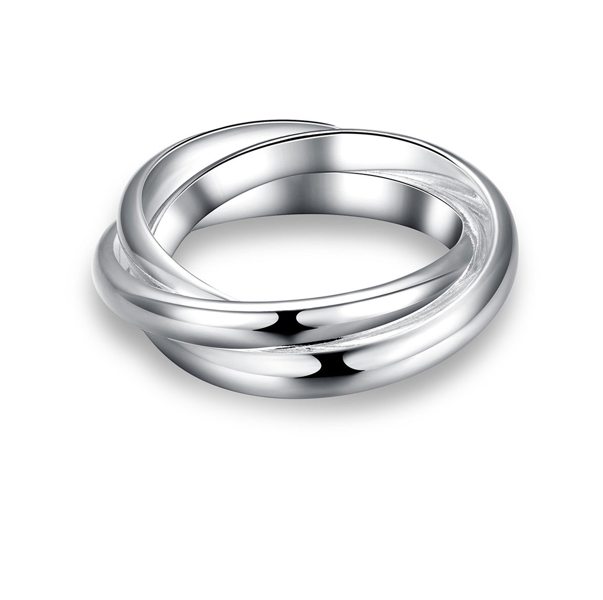 Creative Three Rings Glossy Ring Silver Plated Ring Jewelry