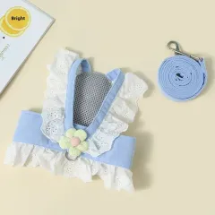 Pet Leash Dog Collar Summer Clothes For Cats And Dogs Baby Dog Safety Rope Back Strap Dog Walking Rope Special For Puppies - Blue - View 1