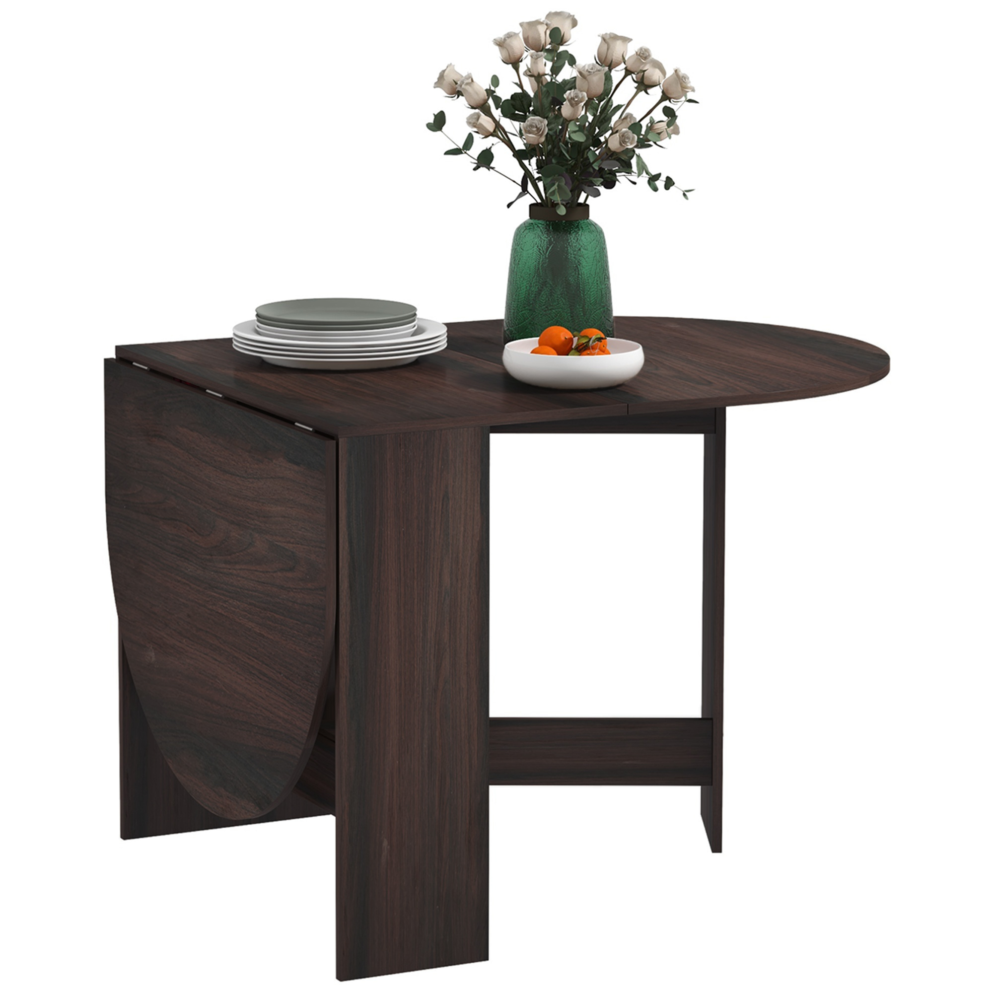 Folding dining table, suitable for small spaces, oval