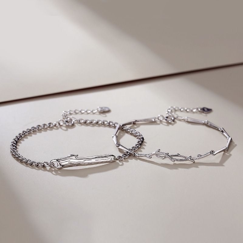 Couple Bracelet Female Sterling Silver Ins Design Hand Jewelry